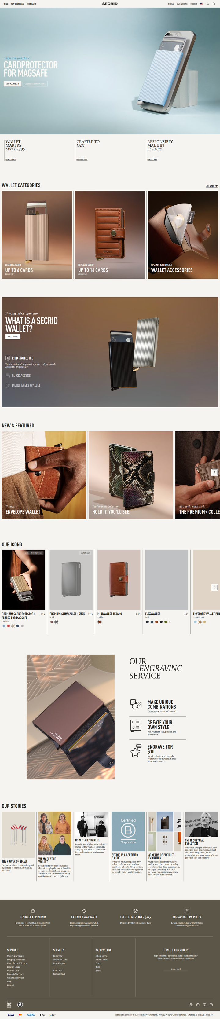 Home page from Secrid