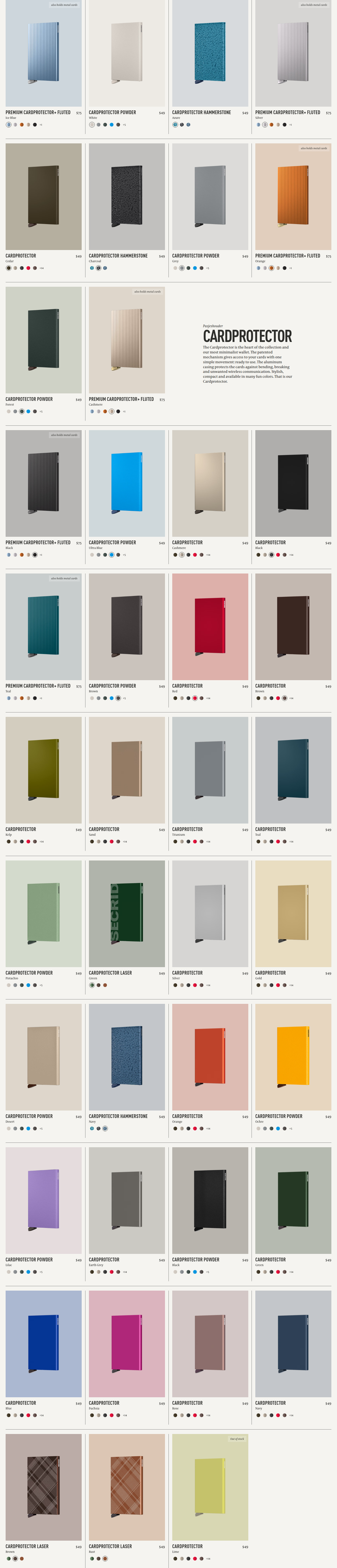 Cardprotector Range section from Secrid