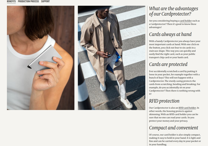 Advantages of the Cardprotector section from Secrid