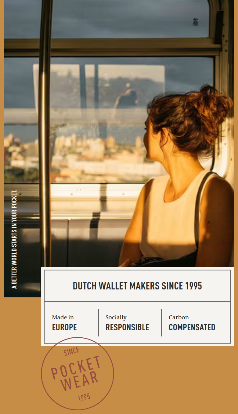 Dutch Wallet Makers Since 1995 section from Secrid, on a phone