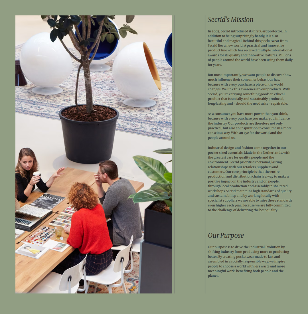 Our Mission and Purpose section from Secrid