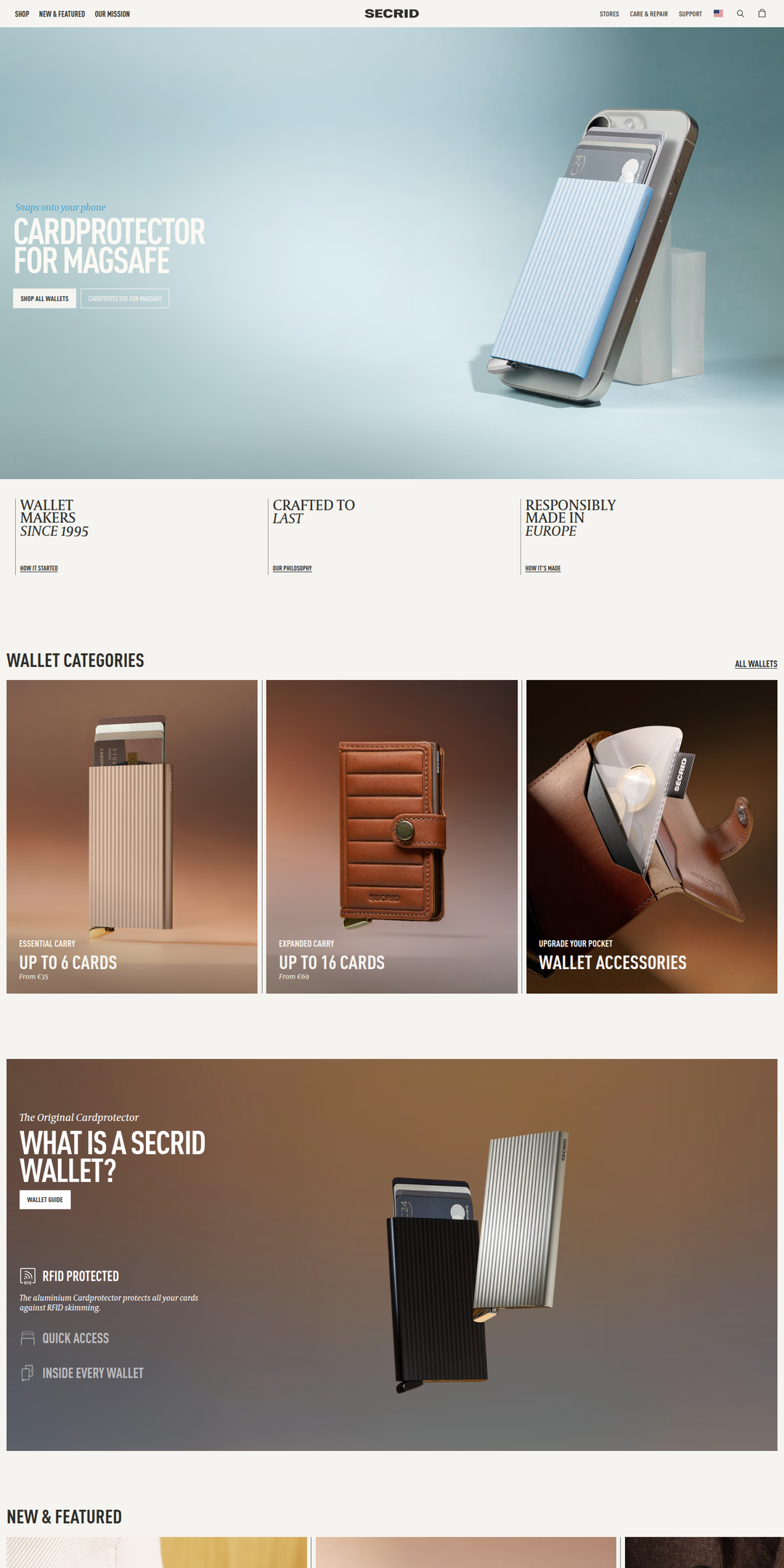 Home page of the Secrid website