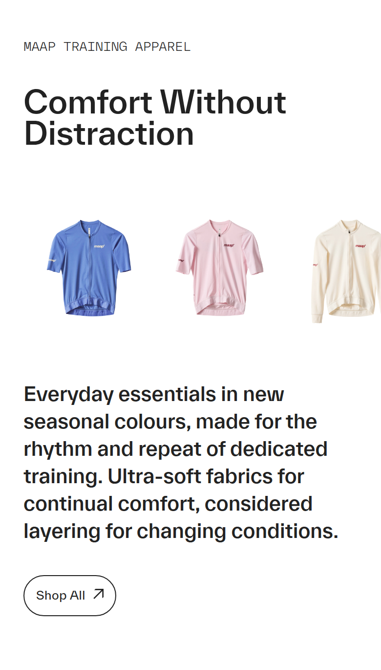 Comfort Without Distraction section from MAAP, on a phone