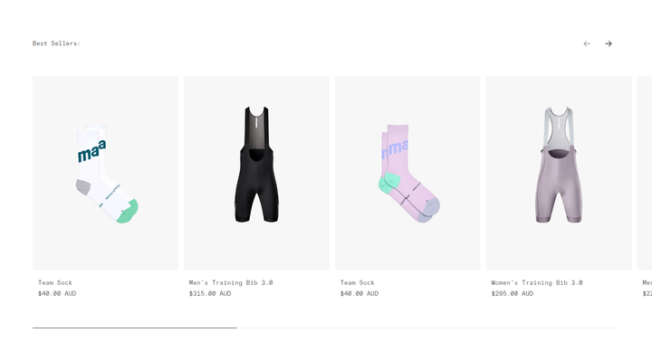 Best Sellers section from MAAP