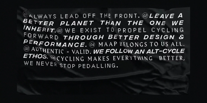 Brand Manifesto section from MAAP