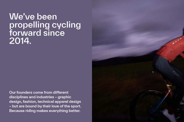 Propelling Cycling Forward Since 2014 section from MAAP