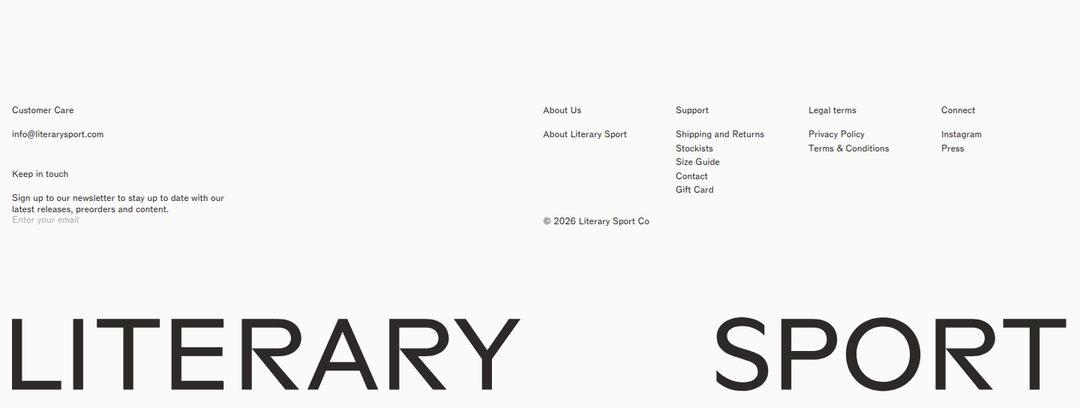 Footer section from Literary Sport