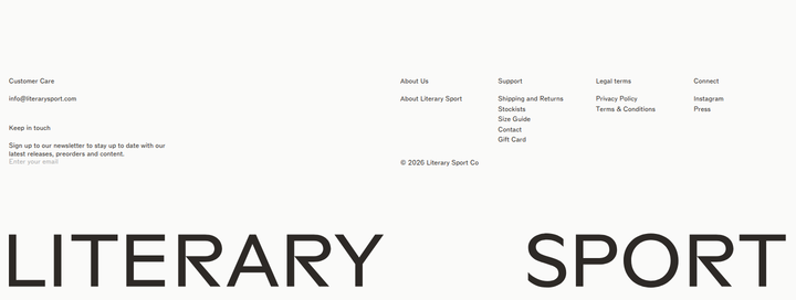 Footer section from Literary Sport
