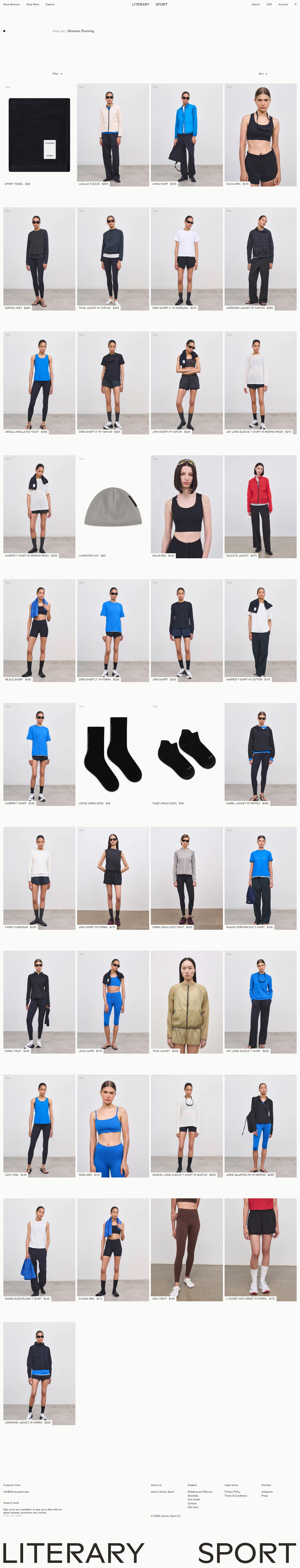 Womens Running page of Literary Sport