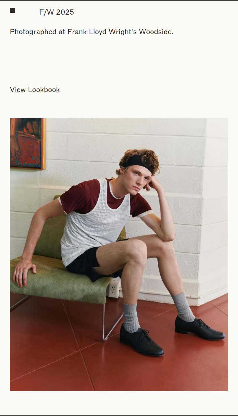 F/W 2025 Lookbook section from Literary Sport, on a phone