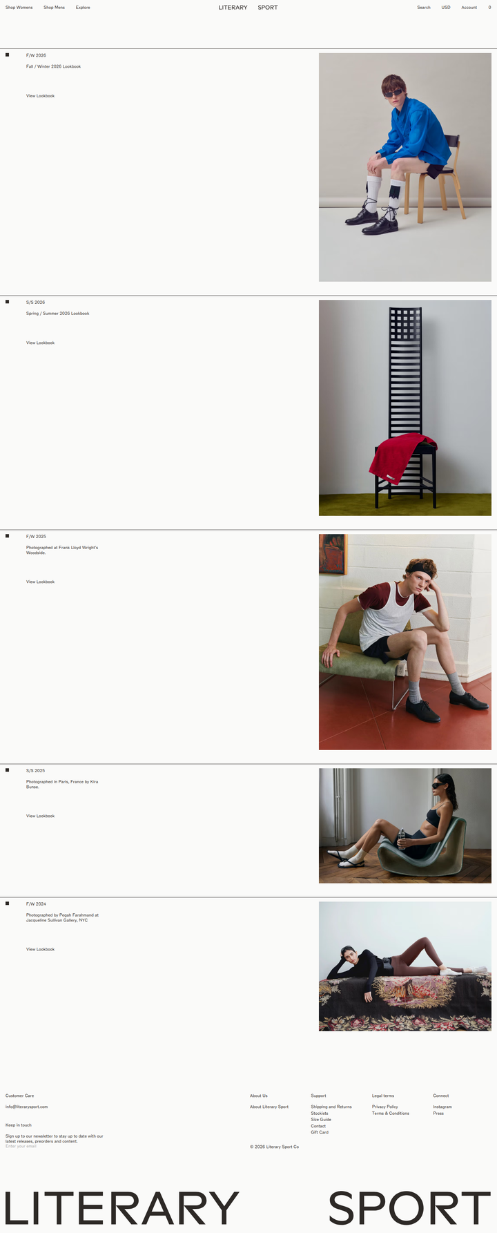 Lookbooks page from Literary Sport