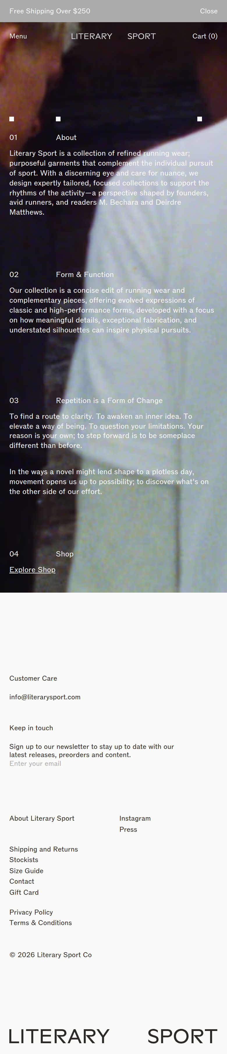 About page of Literary Sport, on a phone