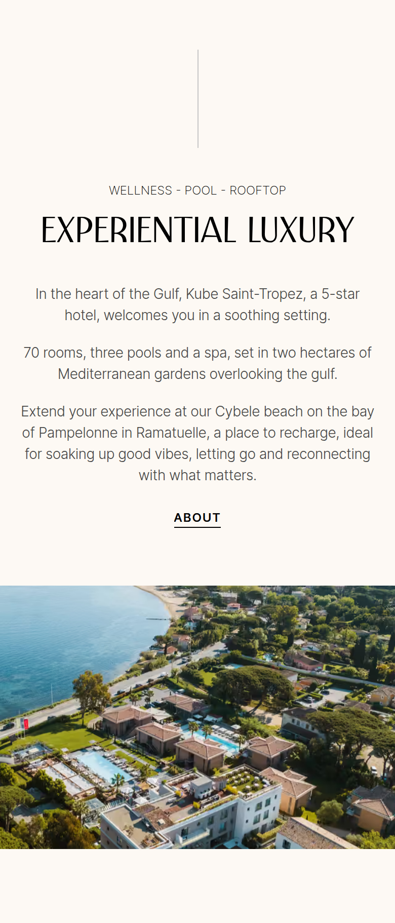 Experiential Luxury section from KUBE Saint-Tropez, on a phone