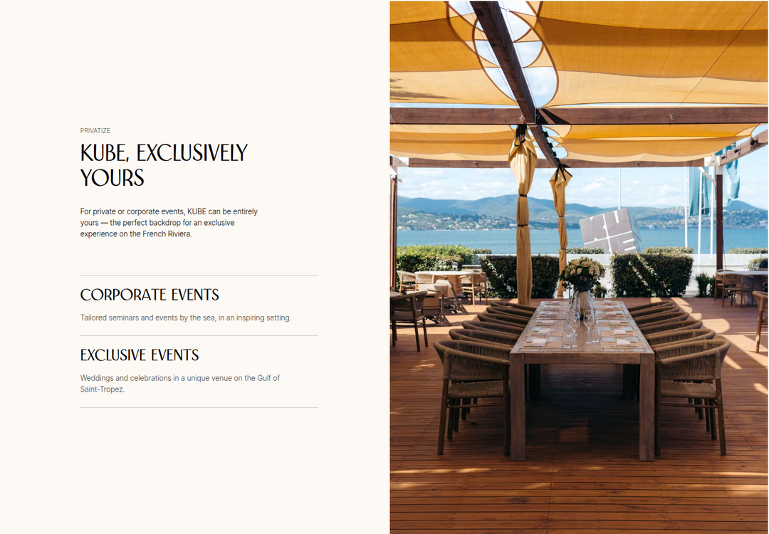 KUBE, Exclusively Yours section from KUBE Saint-Tropez