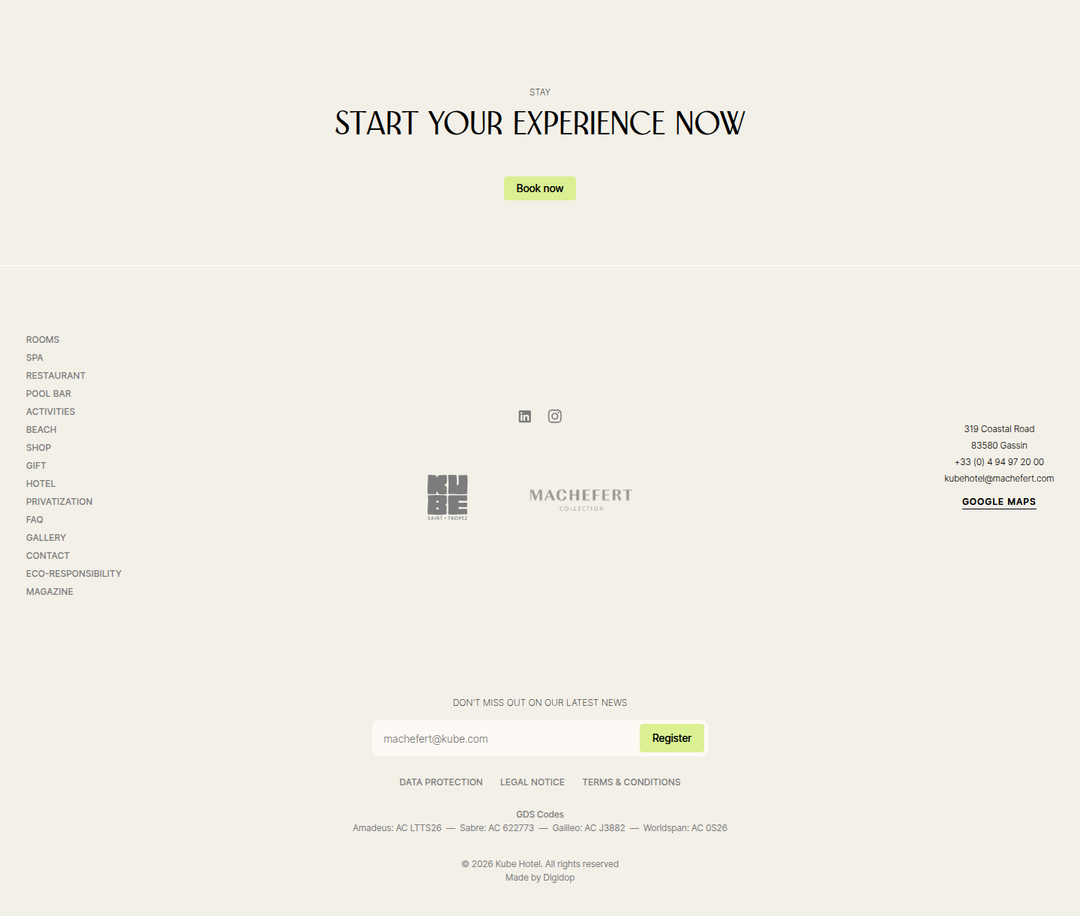 Start Your Experience Now section from KUBE Saint-Tropez