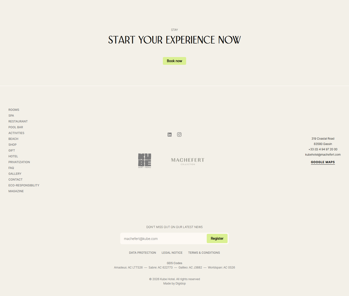 Start Your Experience Now section from KUBE Saint-Tropez
