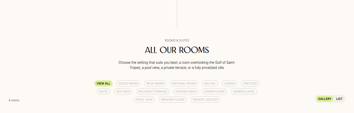 All Our Rooms section from KUBE Saint-Tropez