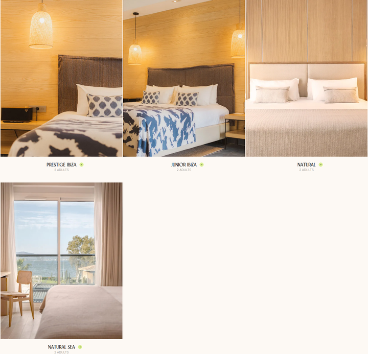 Room Listing section from KUBE Saint-Tropez