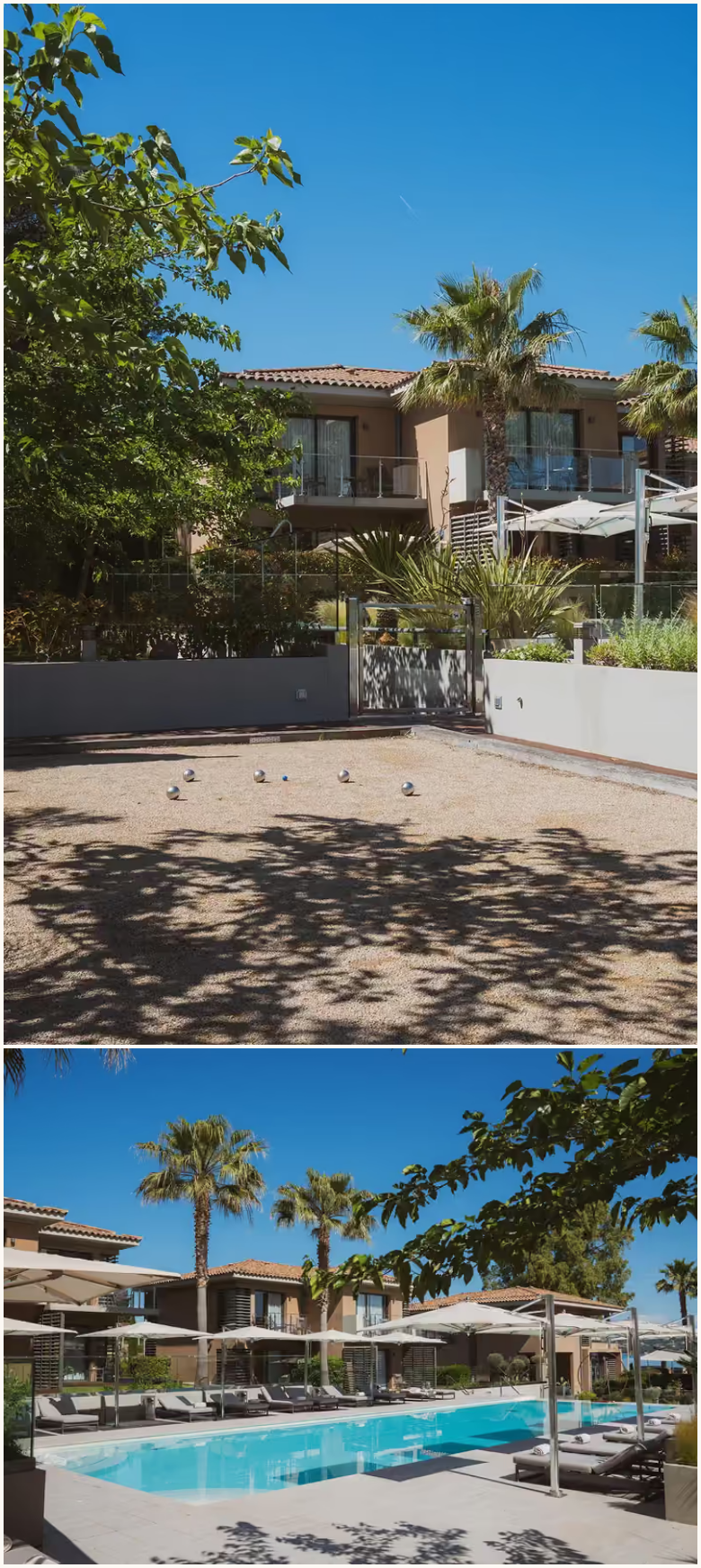 Pool and Gardens section from KUBE Saint-Tropez, on a phone