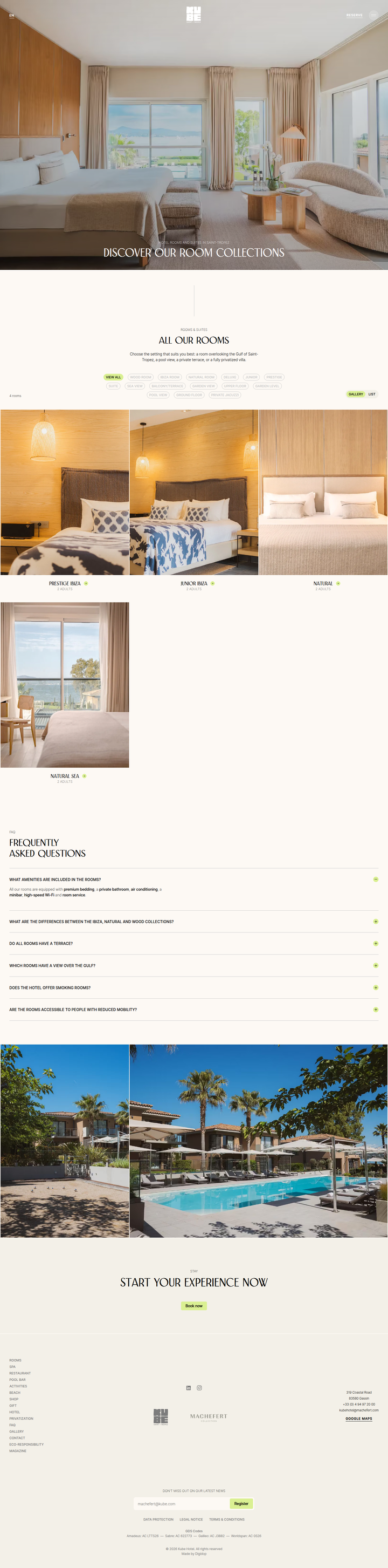 Rooms & Villas page from KUBE Saint-Tropez
