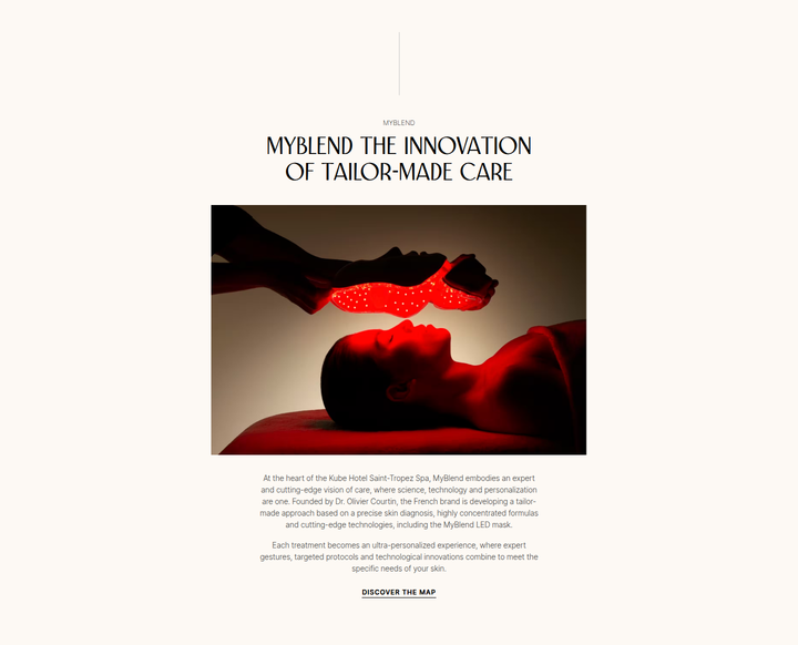 MyBlend, the Innovation of Tailor-Made Care section from KUBE Saint-Tropez