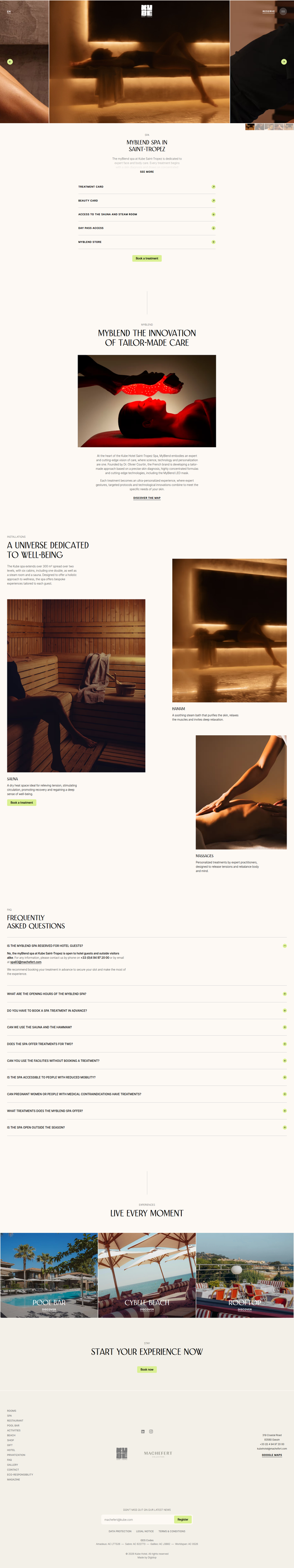 MyBlend Spa page from KUBE Saint-Tropez