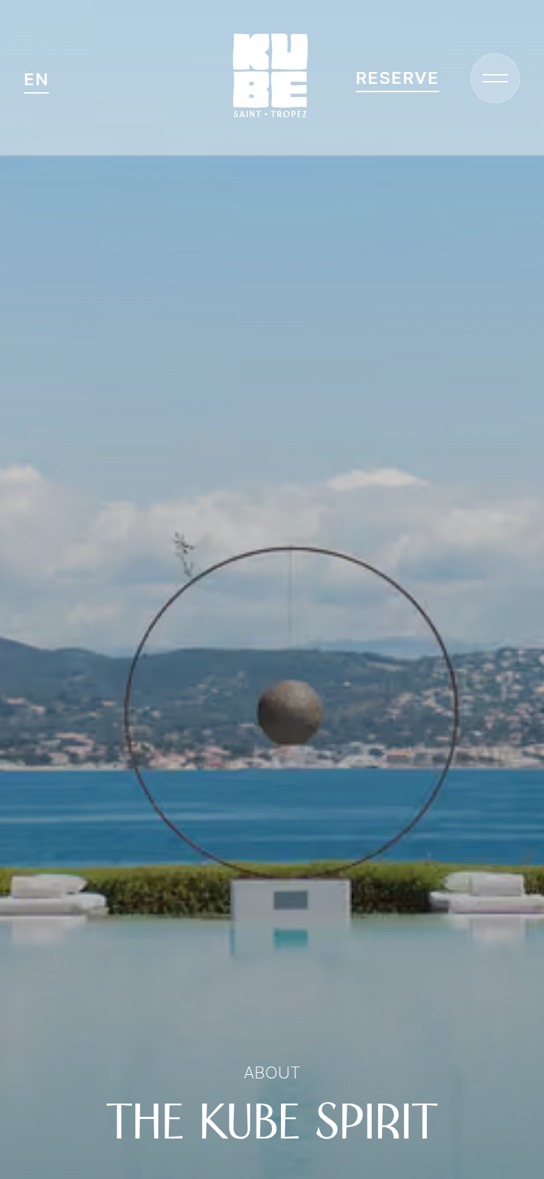 The KUBE Spirit section from KUBE Saint-Tropez, on a phone