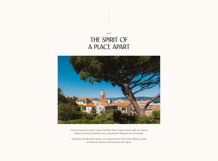 The Spirit of a Place Apart section from KUBE Saint-Tropez