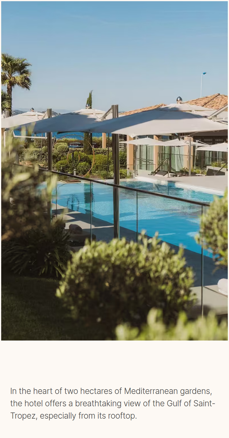 Mediterranean Gardens section from KUBE Saint-Tropez, on a phone
