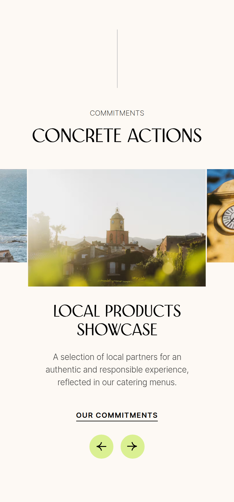 Concrete Actions section from KUBE Saint-Tropez, on a phone