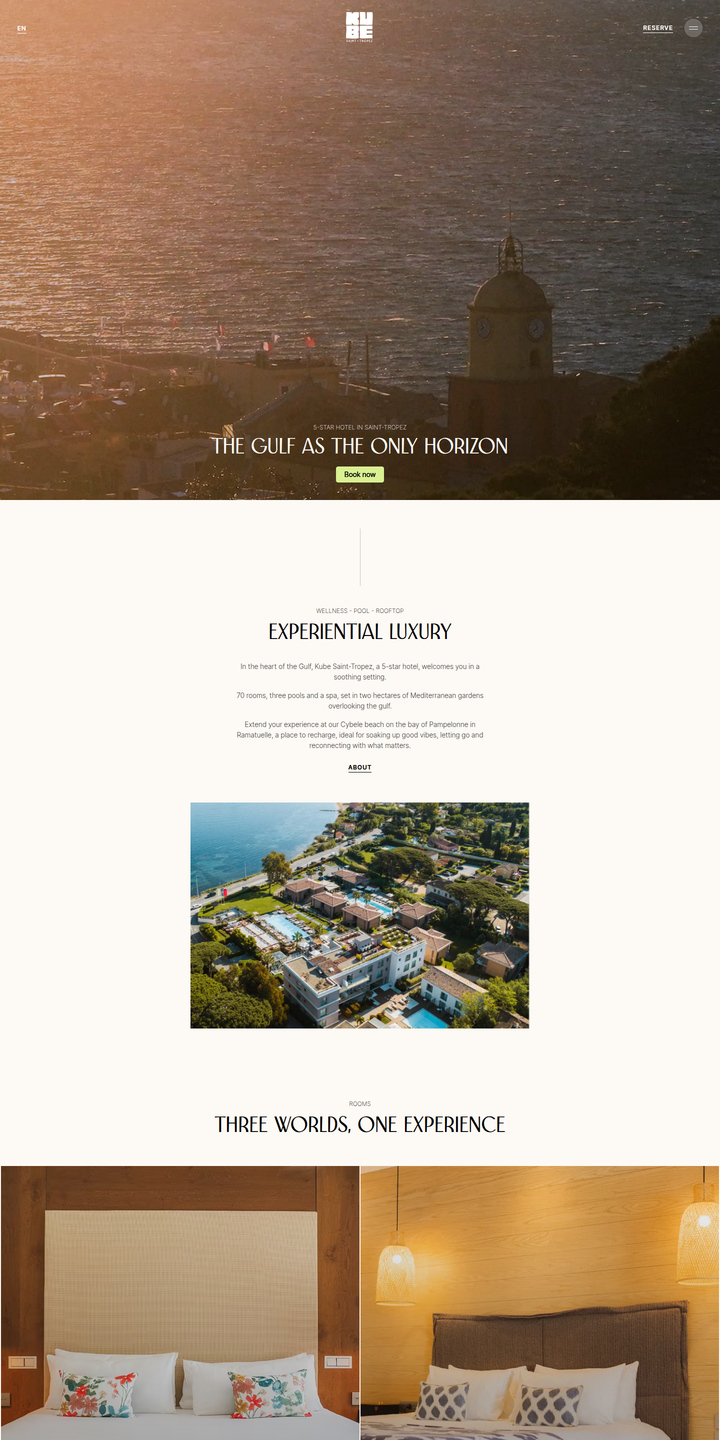 Home page of the KUBE Saint-Tropez website