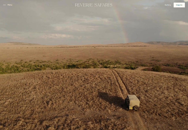 Hero section from Reverie Safaris