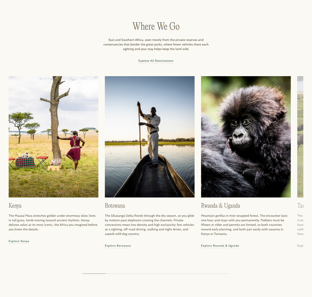 Where We Go section from Reverie Safaris