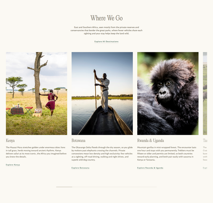 Where We Go section from Reverie Safaris