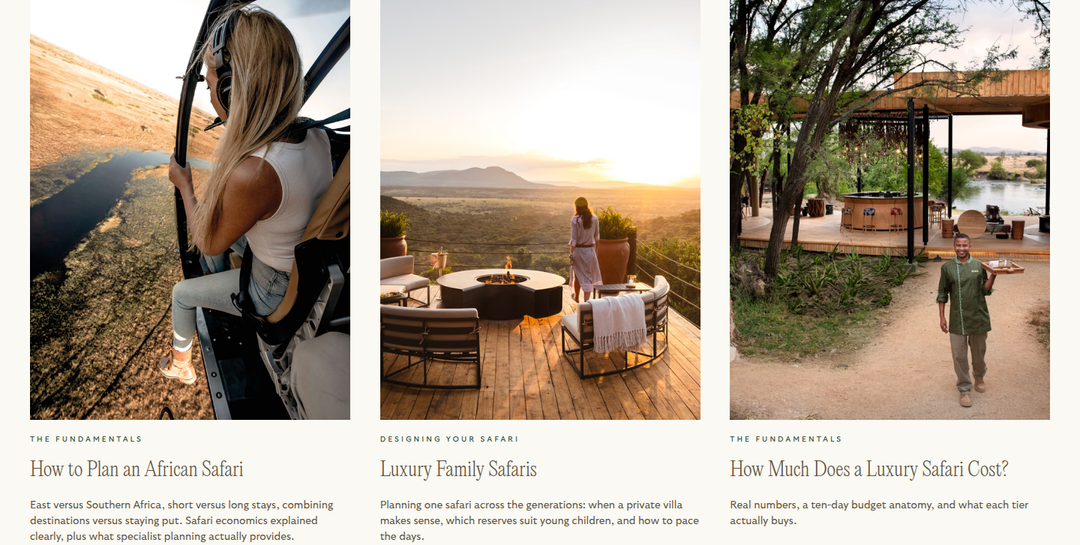 Planning Guides section from Reverie Safaris