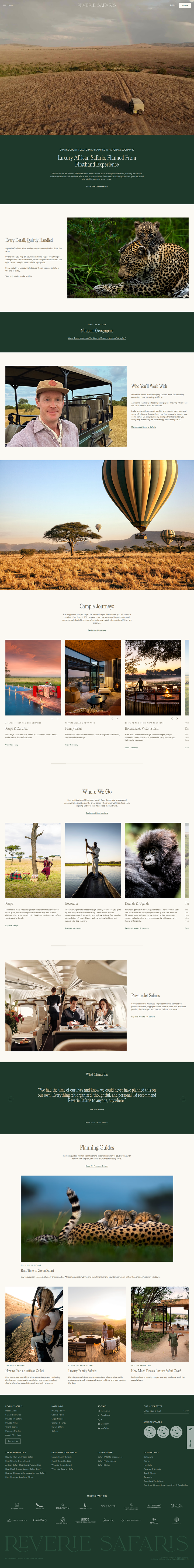 Home page from Reverie Safaris