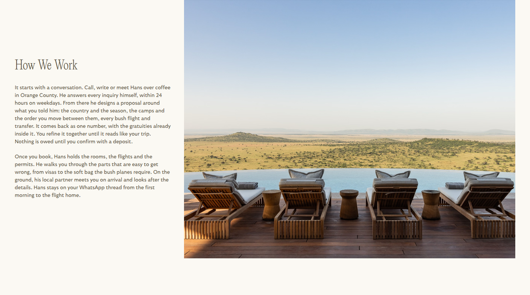 How We Work section from Reverie Safaris