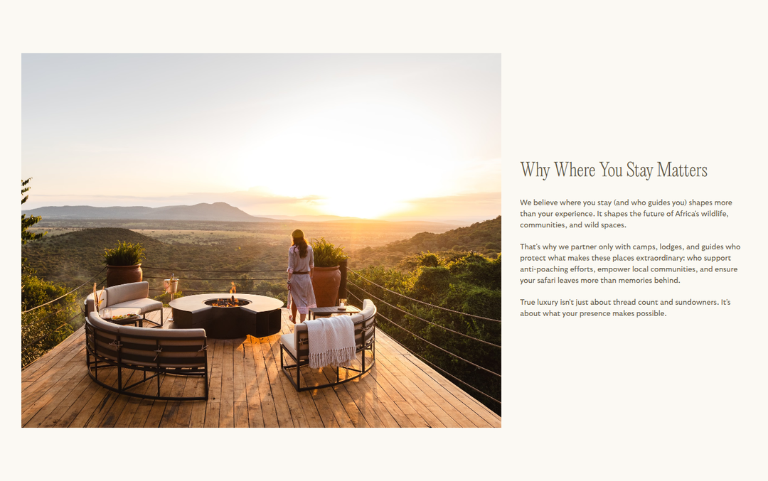 Why Where You Stay Matters section from Reverie Safaris