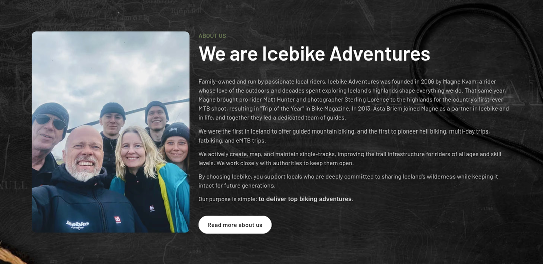 We Are Icebike Adventures section from Icebike Adventures
