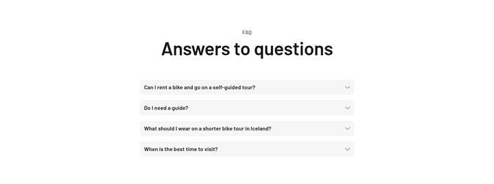 Answers to Questions section from Icebike Adventures
