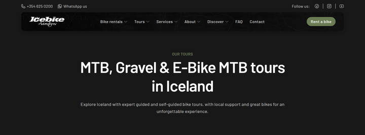 MTB, Gravel and E-Bike MTB Tours in Iceland section from Icebike Adventures