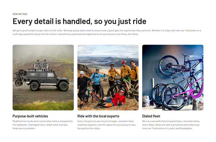 Every Detail Is Handled section from Icebike Adventures