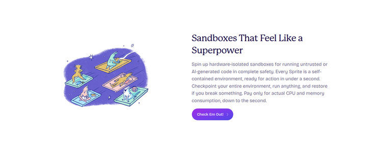 Sandboxes That Feel Like a Superpower section from Fly.io