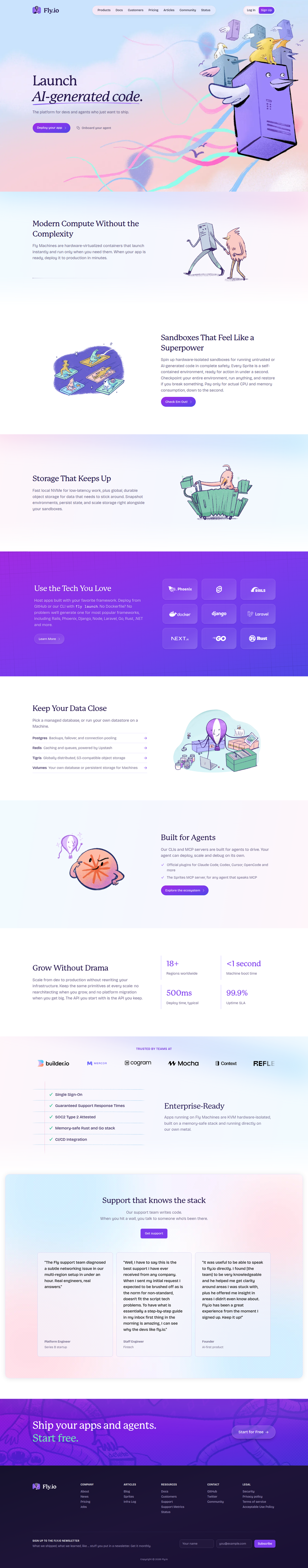 Home page of Fly.io