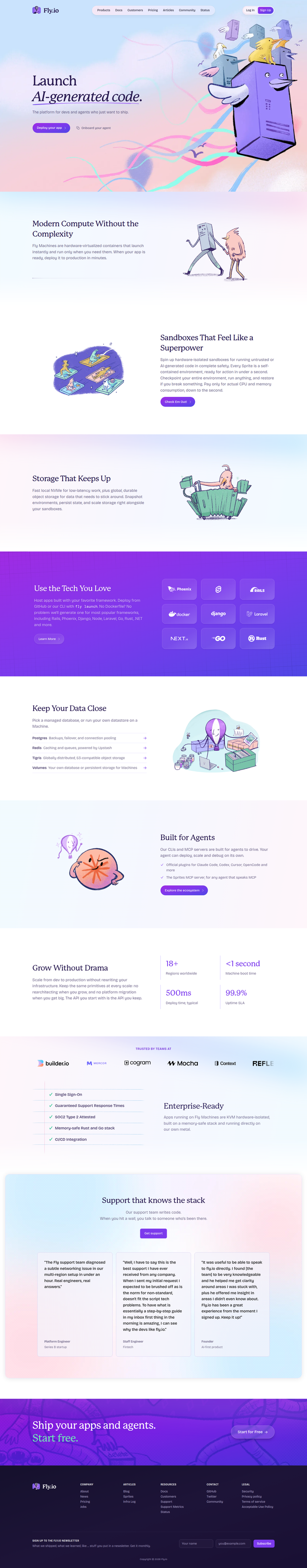 Home page from Fly.io