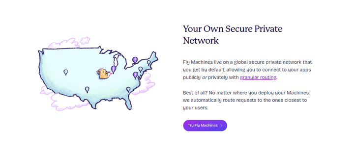 Your Own Secure Private Network section from Fly.io