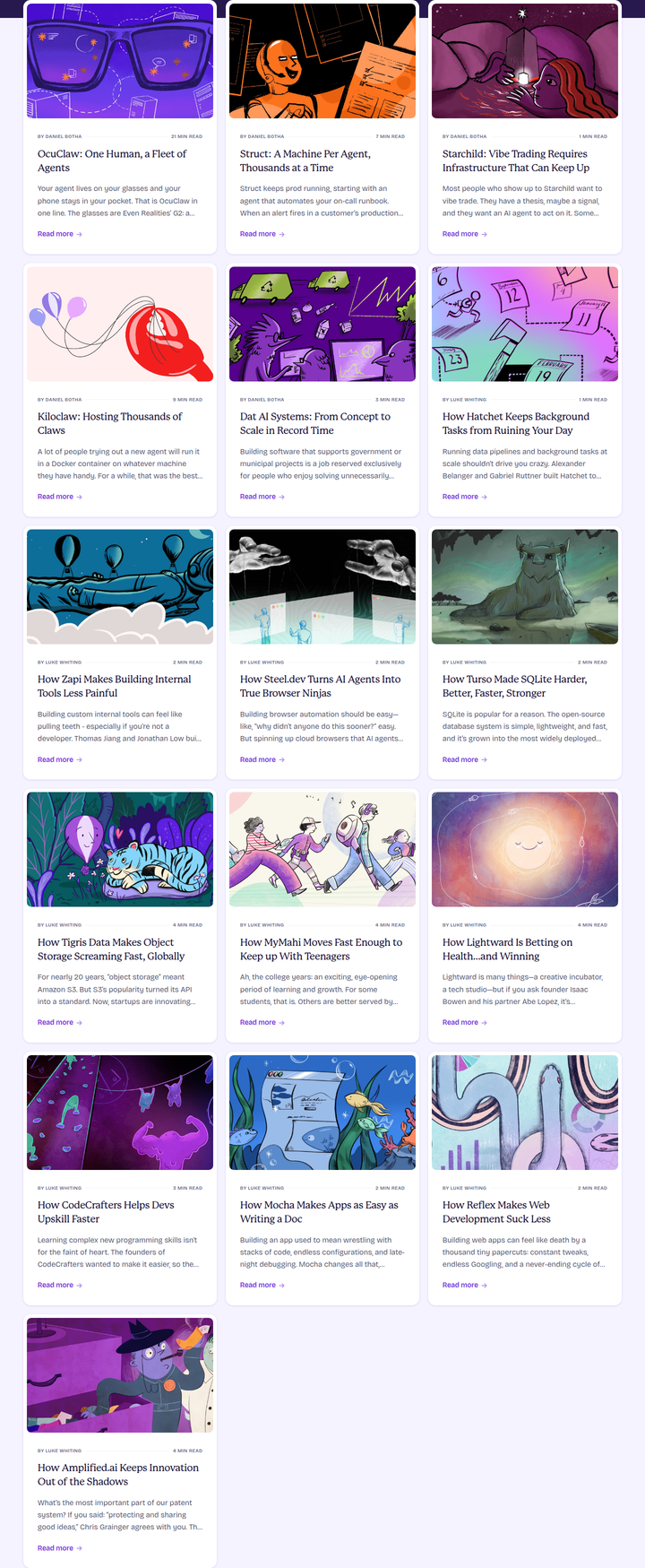 Story Grid section from Fly.io