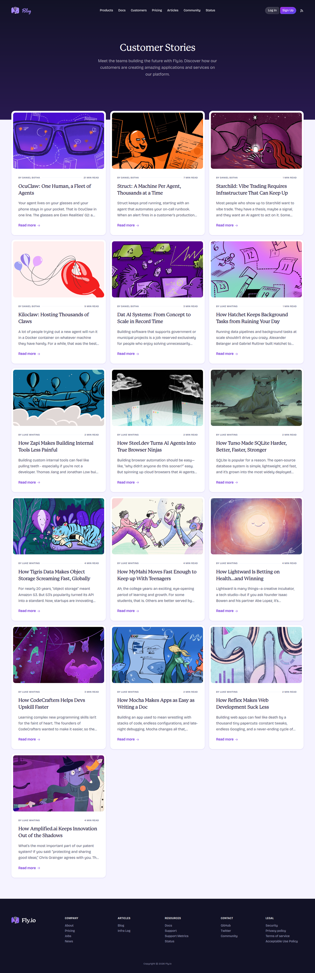 Customer Stories page of Fly.io