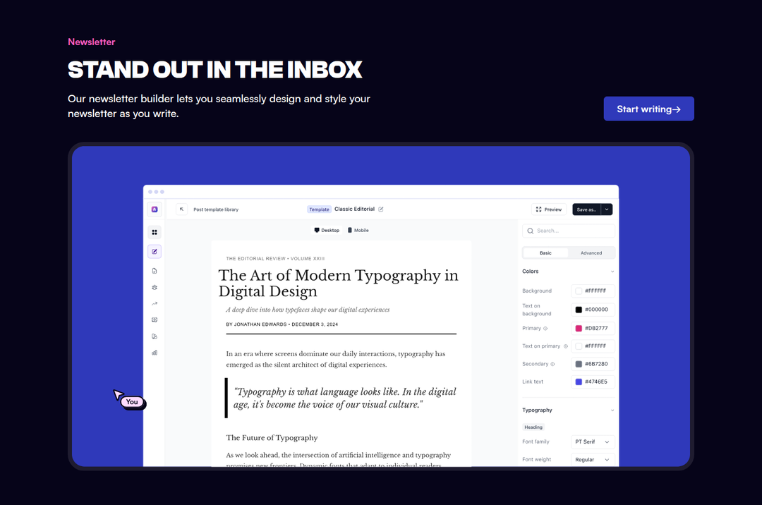 Stand Out in the Inbox section from beehiiv