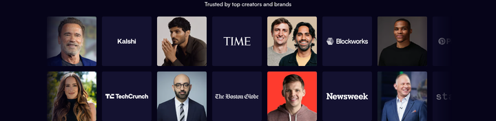 Trusted by Top Creators and Brands section from beehiiv